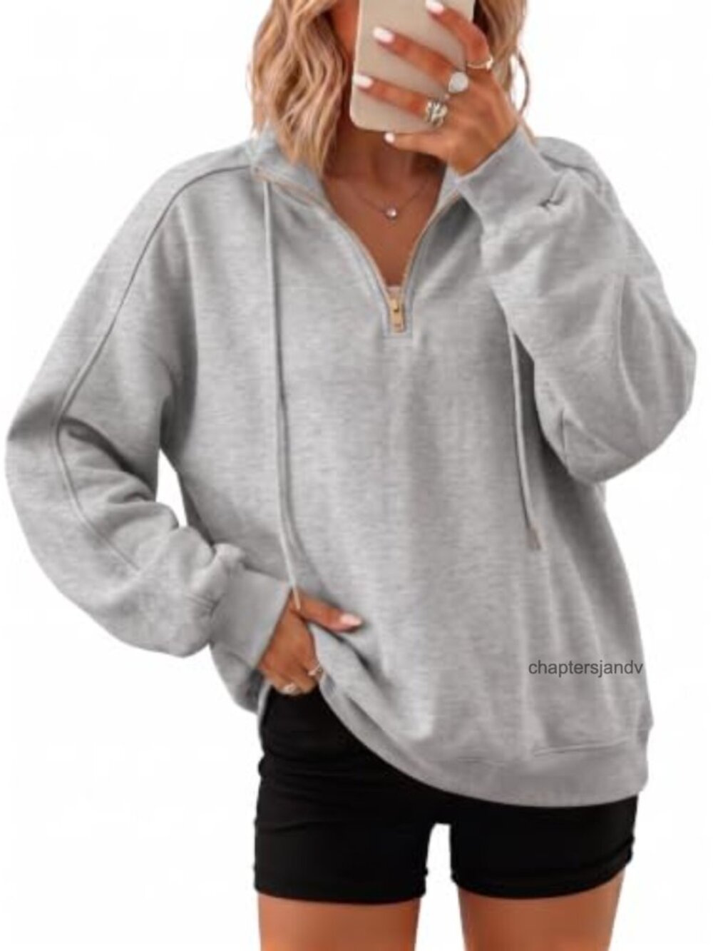 Women's Oversized Quarter Zip Pullover Sweatshirt Long Sleeve Casual